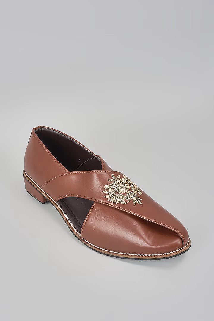 Brown Embroidered Peshawaris