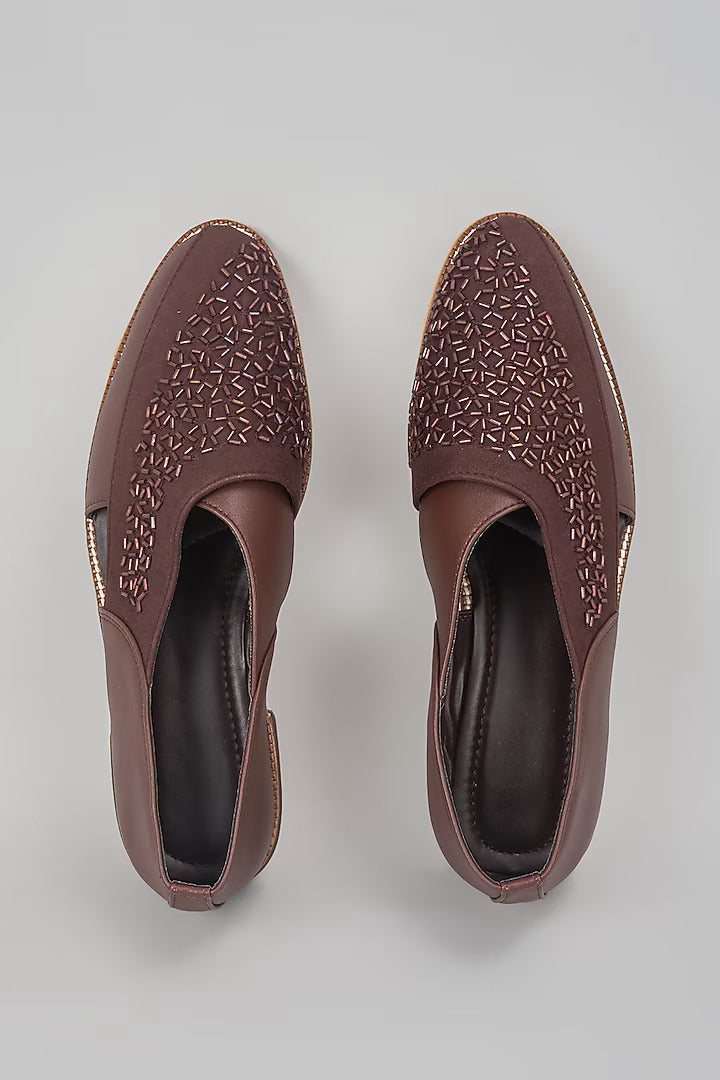 Brown Embroidered Peshawaris