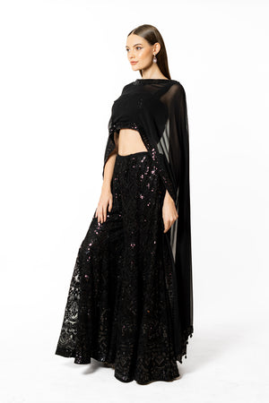 Black Sequin Sharara- side view