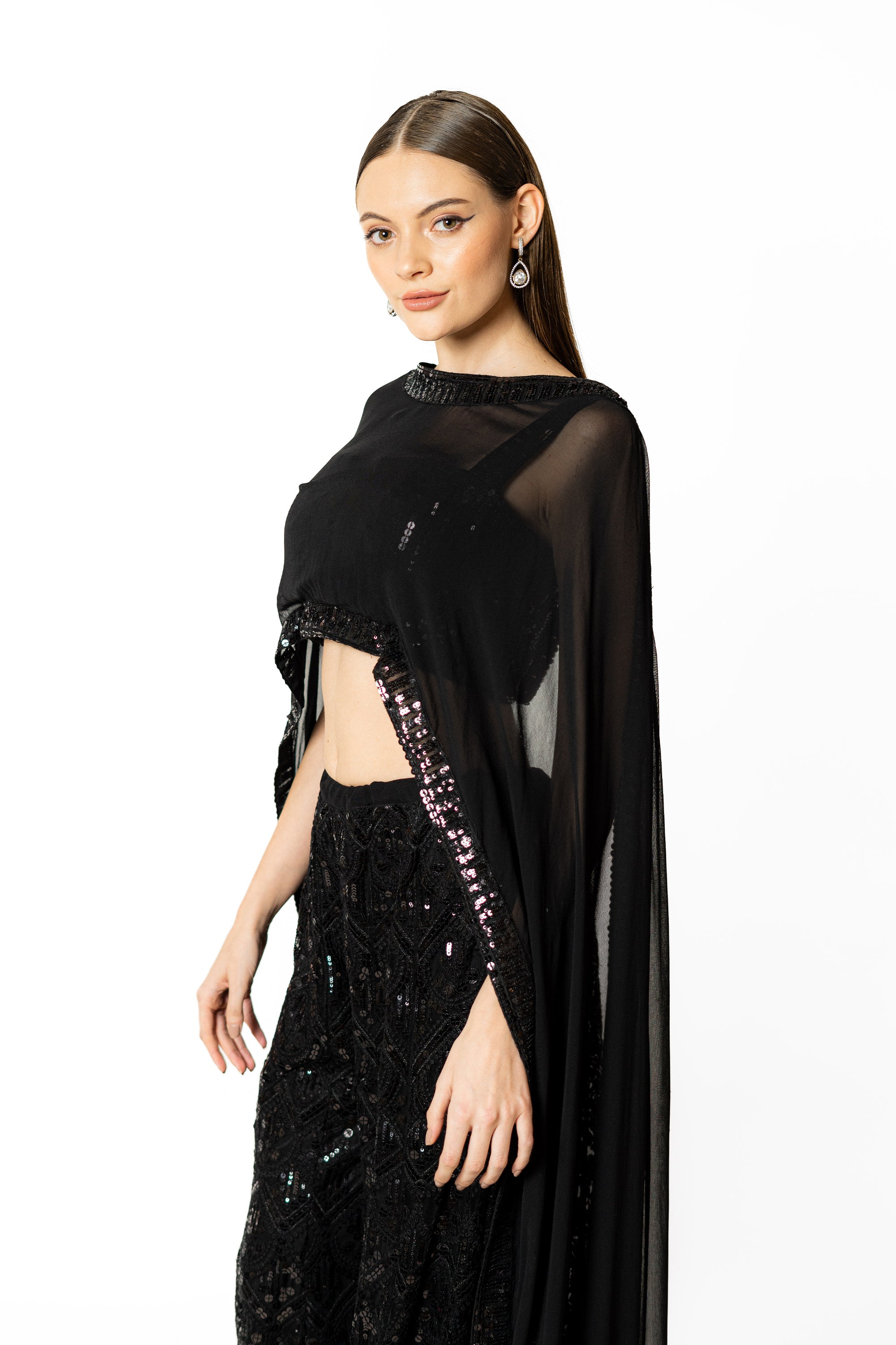 Black Sequin Sharara- side view