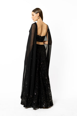 Black Sequin Sharara- back view