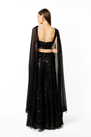 Black Sequin Sharara- back view
