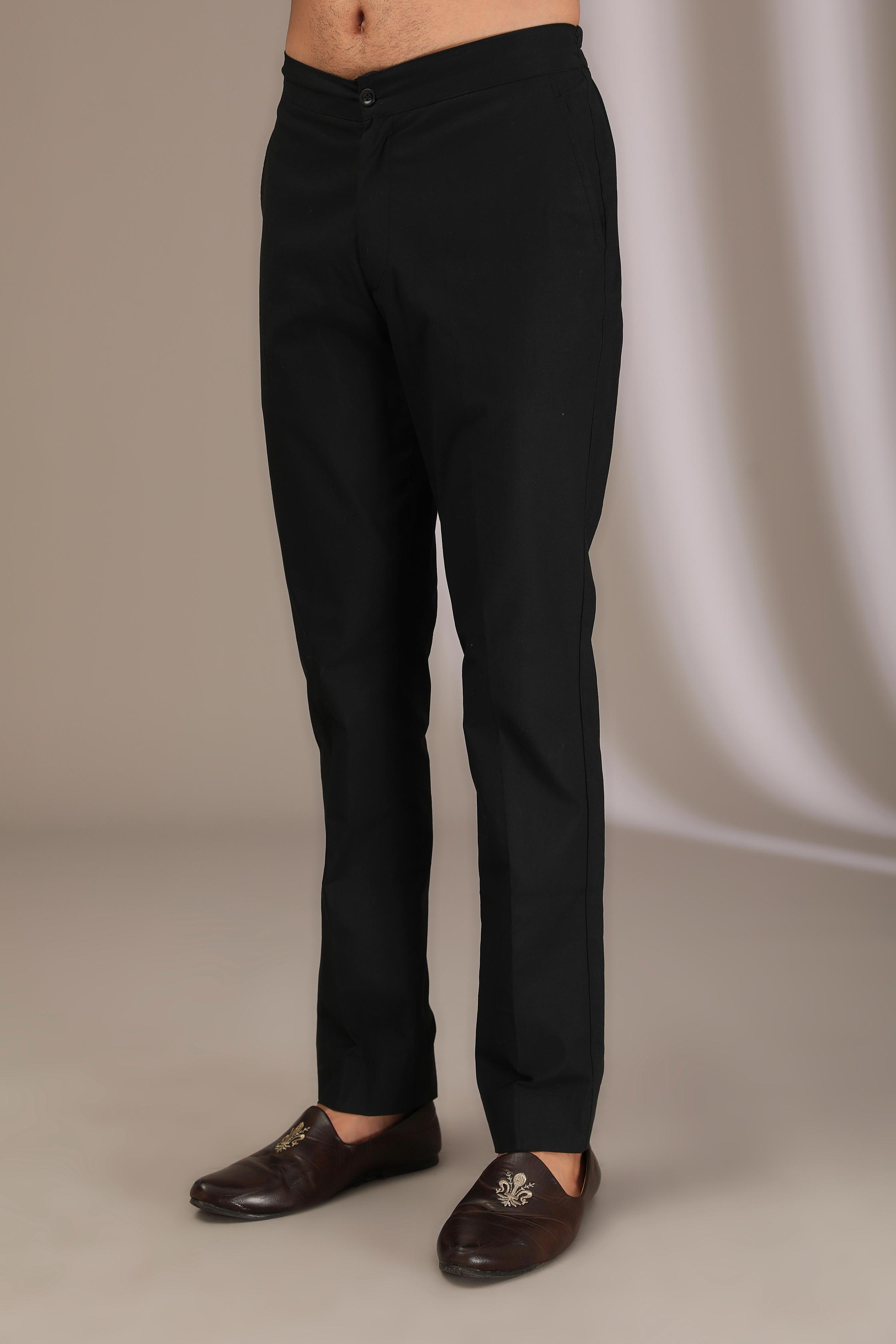 BLACK GORGETTE MULTI COLOR SILK THREAD JAAL UNLINED KURTA W COTTON SILK PANT