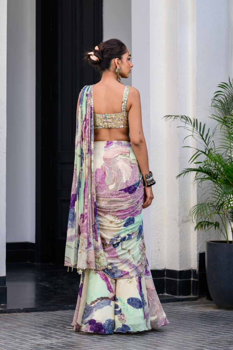 Eden H Saree Paidawn With Hand Emb Blouse