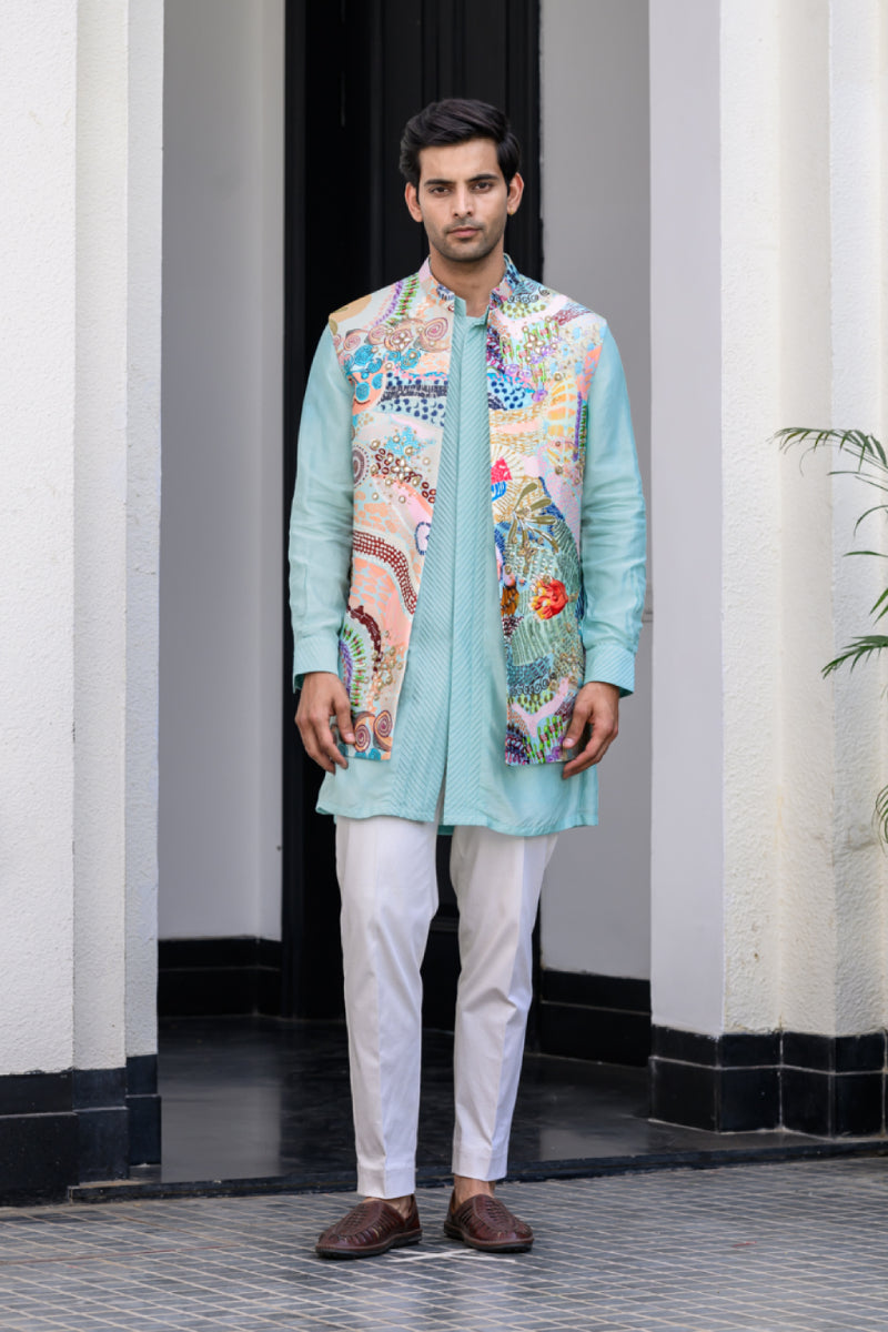 Gardenia Highlighted Half Jacket With Pants