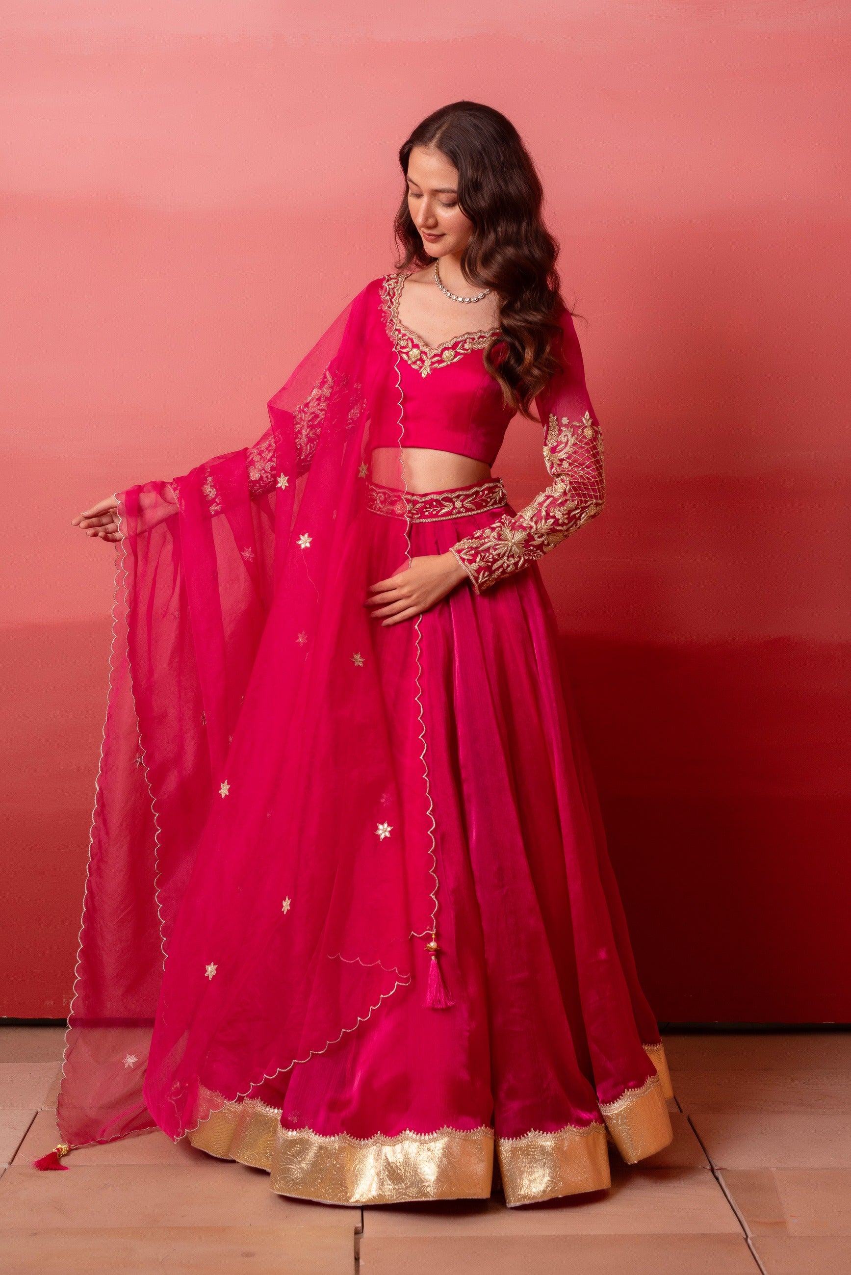 Lehenga Set with Handwork Blouse & Dupatta