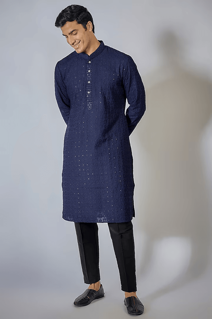 Royal Blue Embroidered Kurta Set