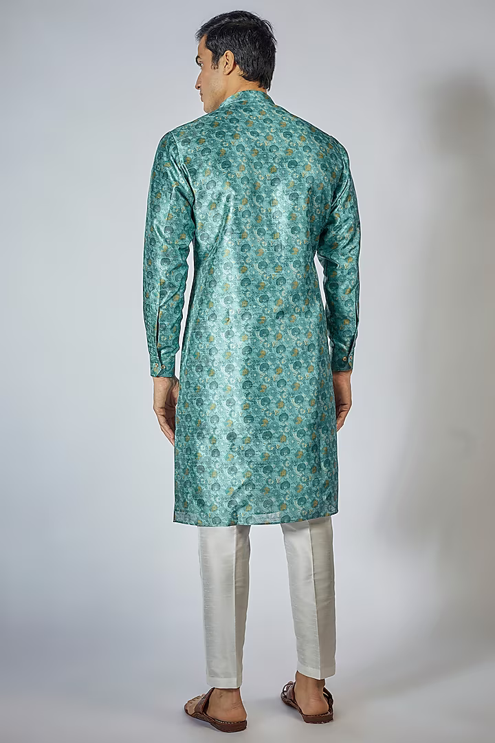 Teal Printed Kurta Set