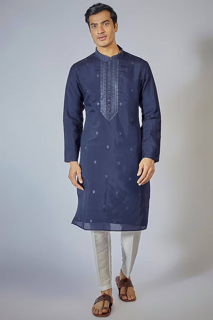 Royal Blue Embroidered Kurta Set