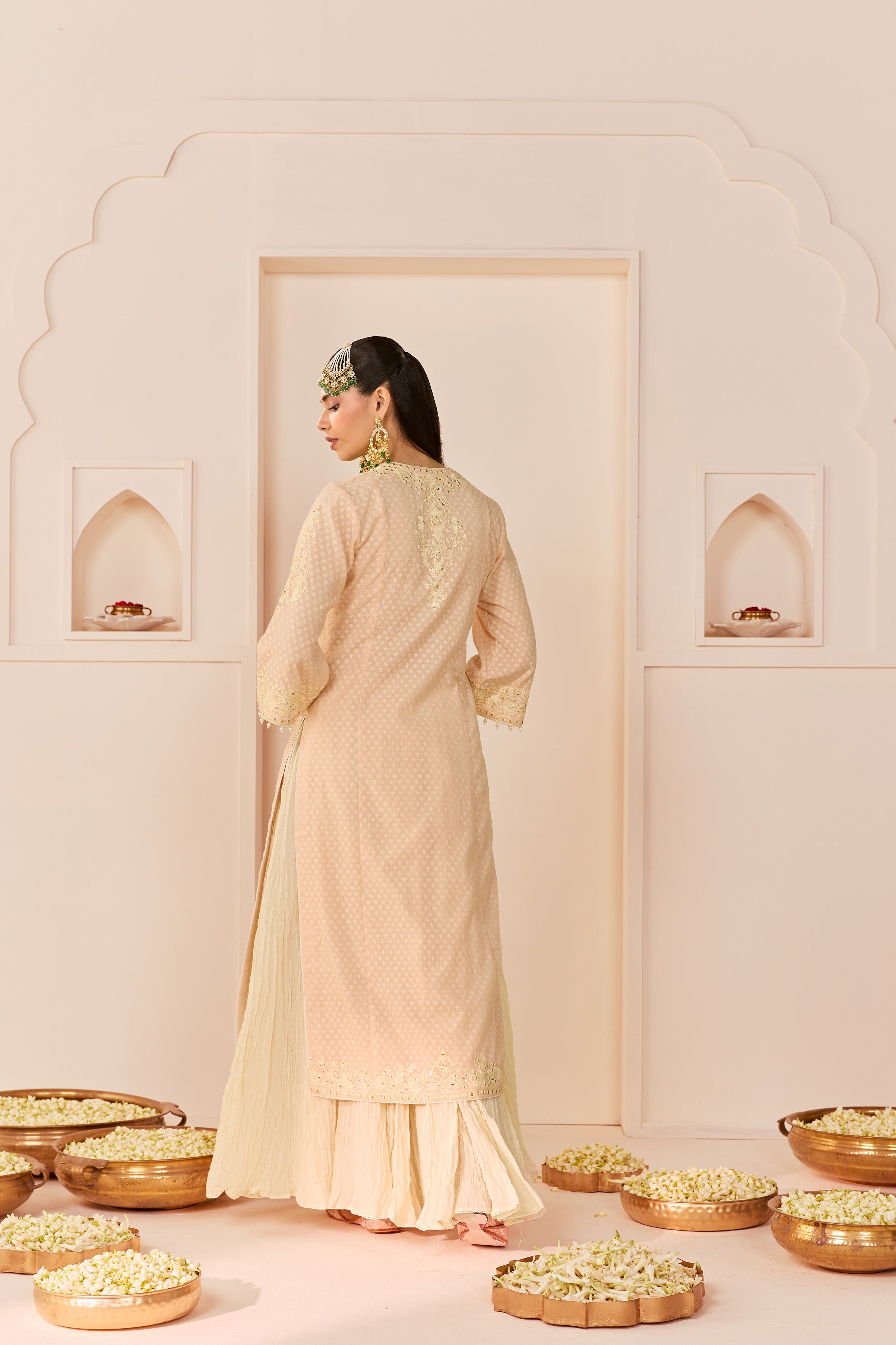 RUHANI - CARNATION PINK LONG KURTA WITH SKIRT AND DUPATTA
