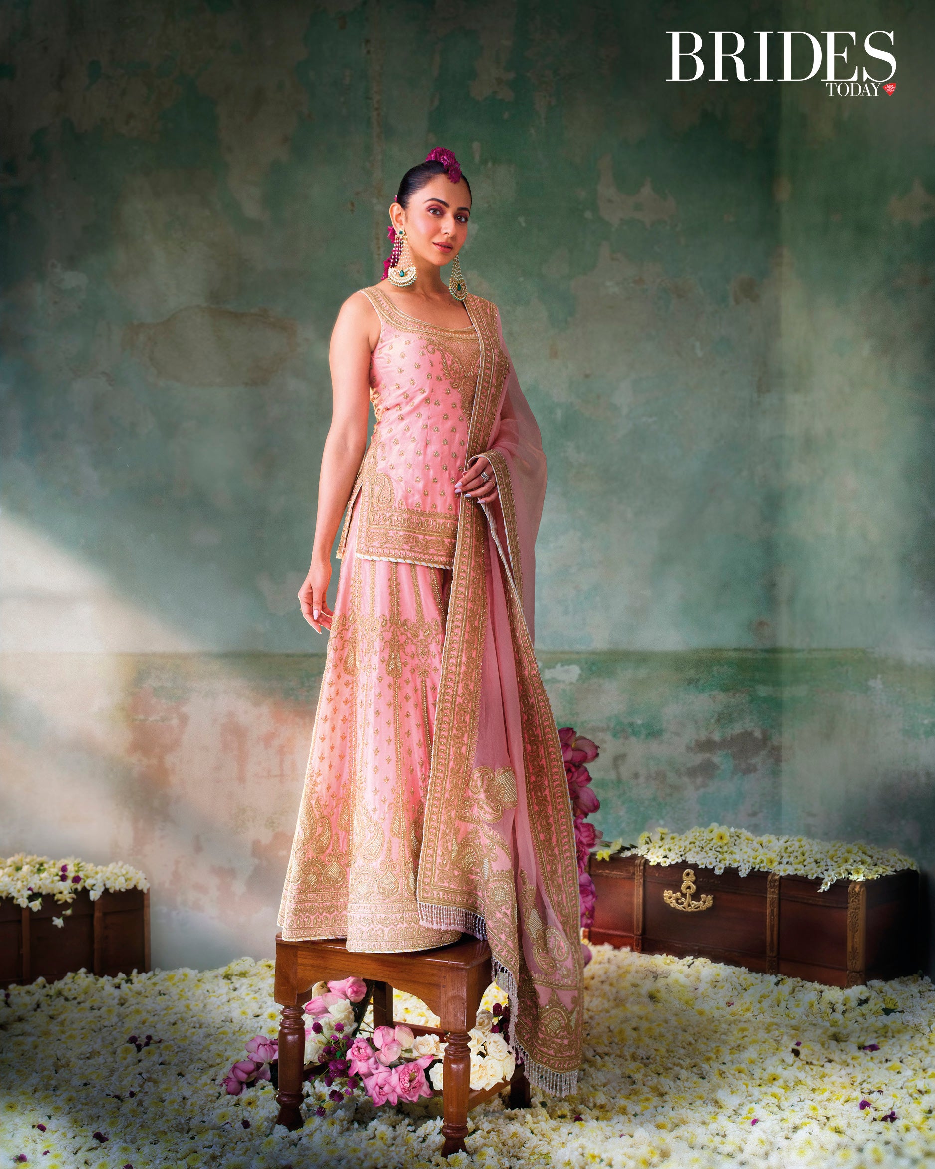 Rakul Preet In Tasnim - Pink Kurta Set with Sharara & Dupatta