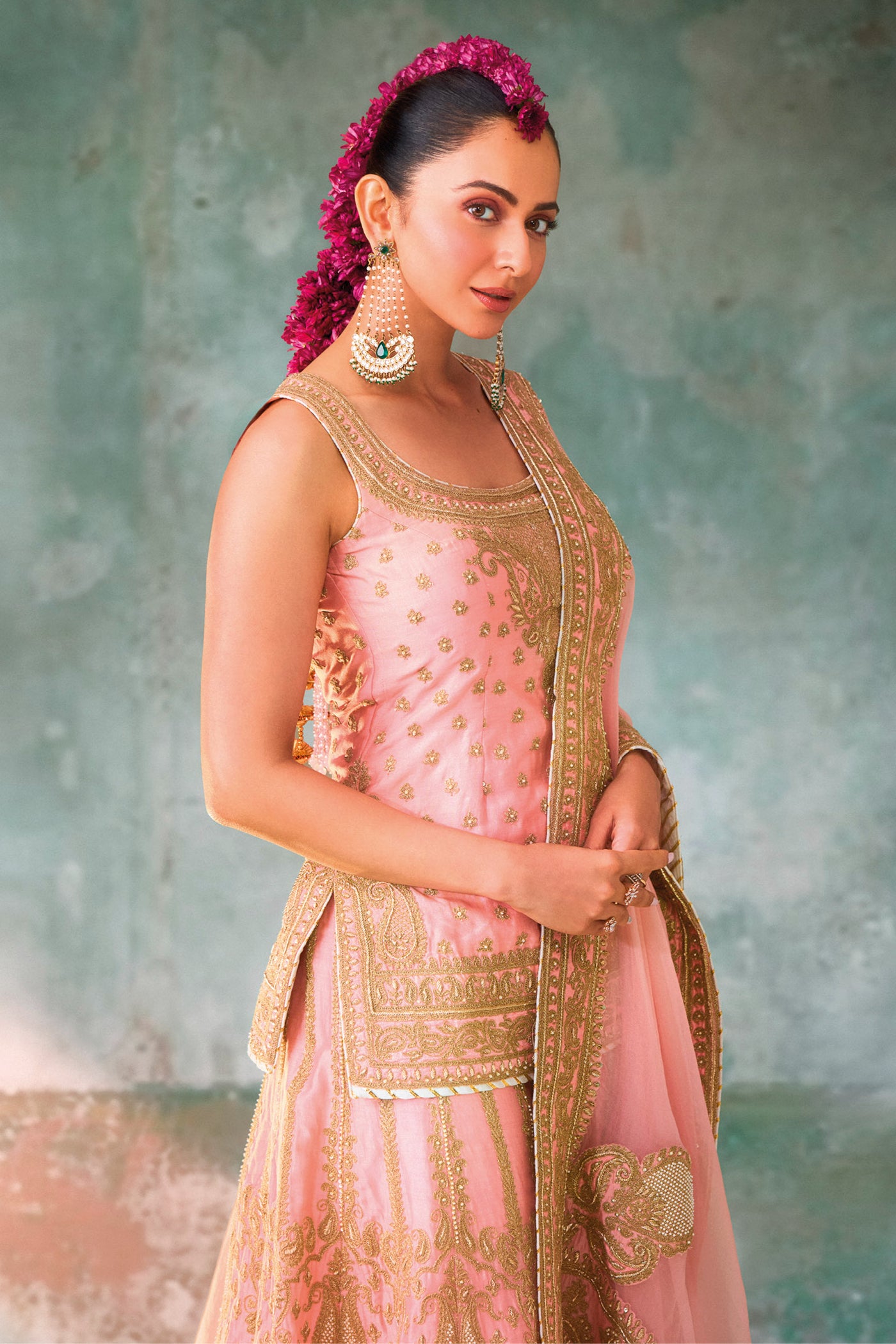 Rakul Preet In Tasnim - Pink Kurta Set with Sharara & Dupatta