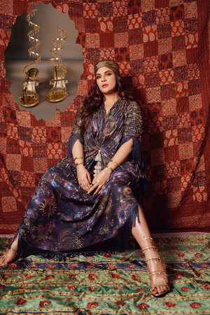 Richa Chadha Champagne Gold Spring with Emblishment Heel Sandal - Sana K Luxurious Footwear