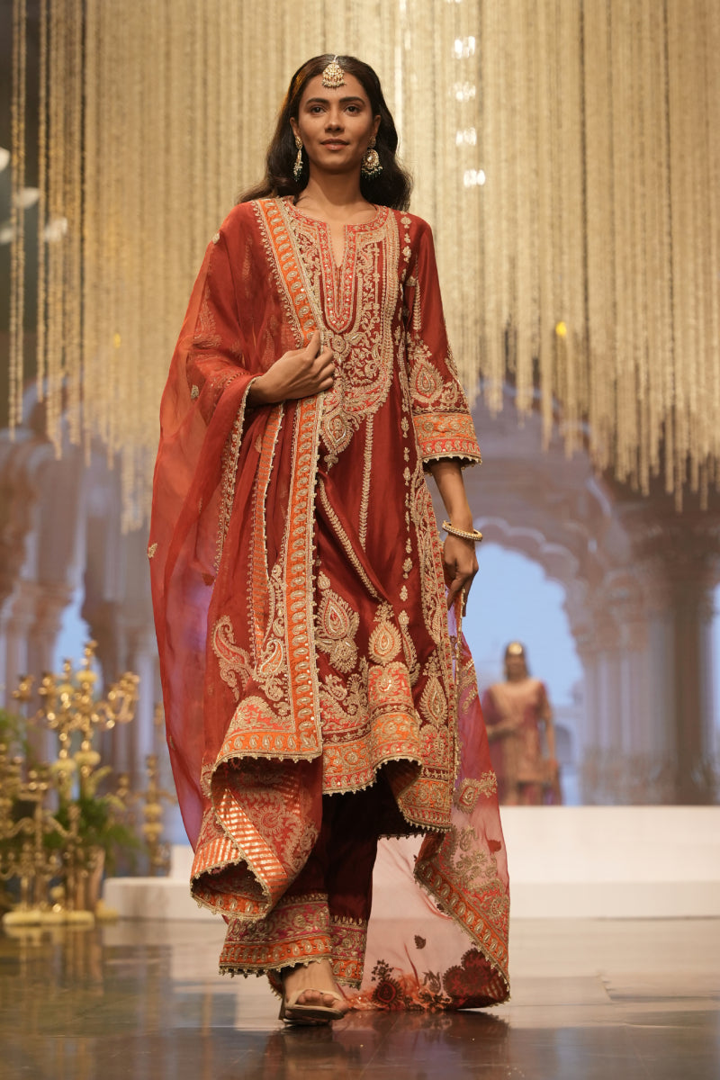 Rua-A-Line Kurta with Palazzo and Dupatta