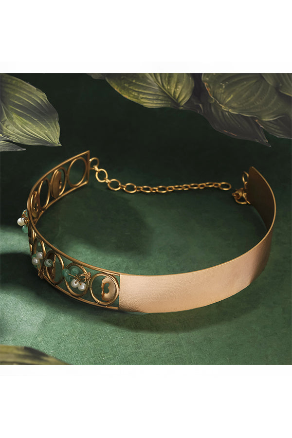 Camouflage Choker With Emeralds