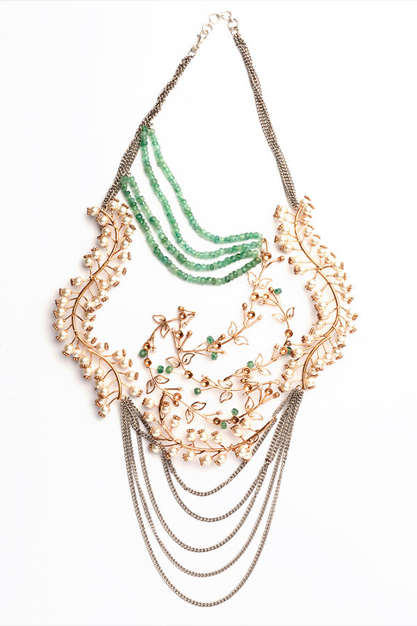 Star Trail Pearl Fern Layered Necklace