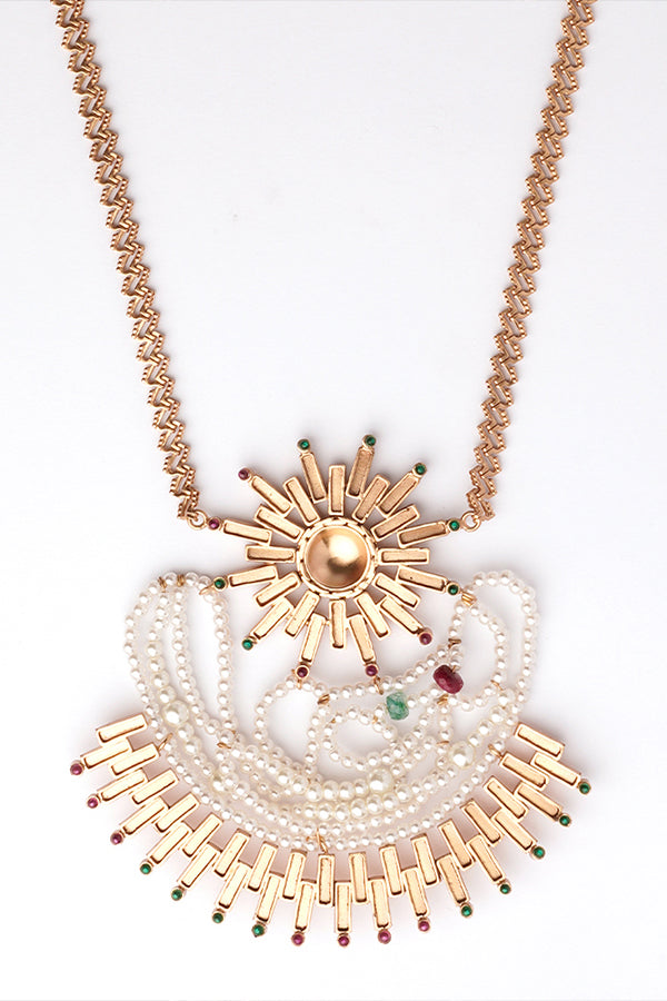 Solar Beam Long Pearl Necklace