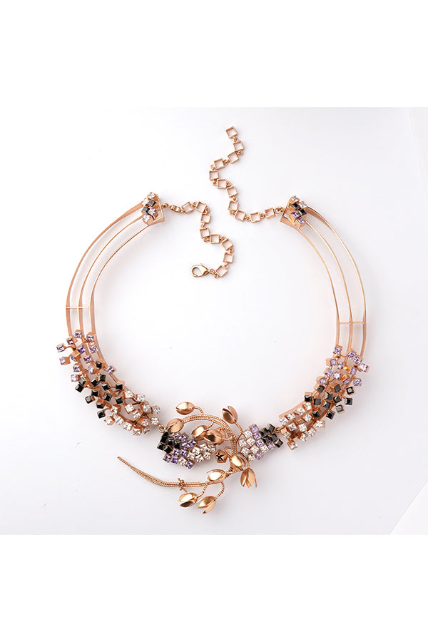 Cravat Of Stars Gemstone Gold Plated Necklace