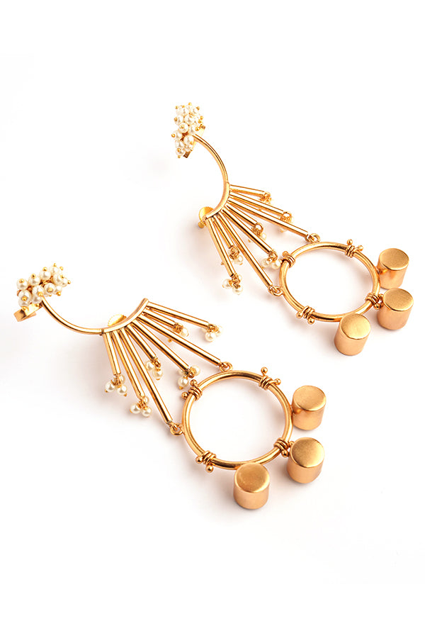 Pearl Bunch Statement Gold Earring