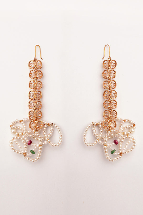 Star Shine Crystal And Pearl Drop Earrings