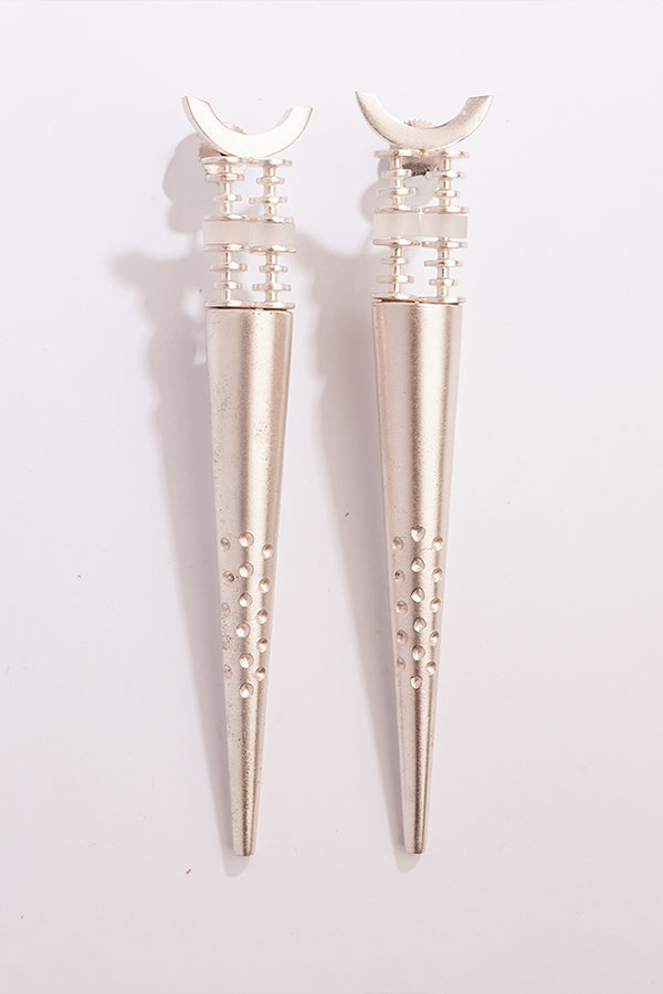 Candlelight Duet Silver Plated Spike Earrings