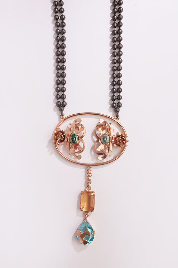 Saints And Cider Citrine And Blue Crystal Necklace