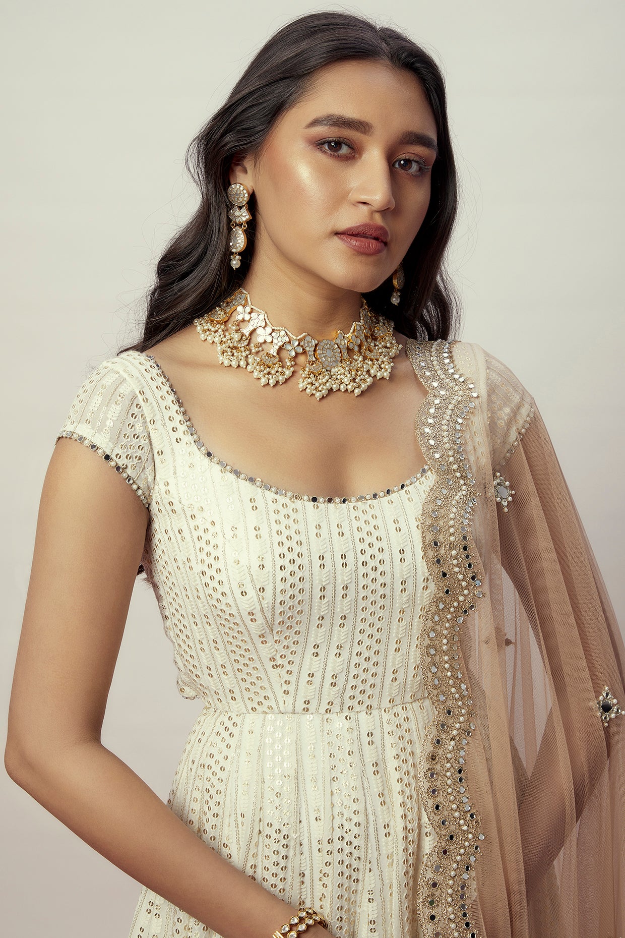 Porcelain Anarkali Gown Set