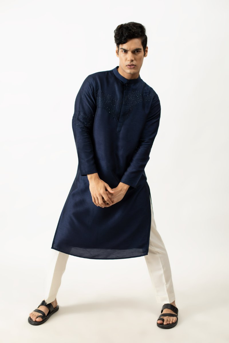 Midnight Blue Embellished Kurta Set