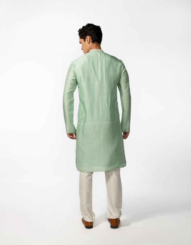 Sea Green Hand Embroidered Kurta Set