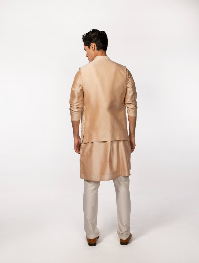 Rosegold Pintuck With Embroidered Bundi