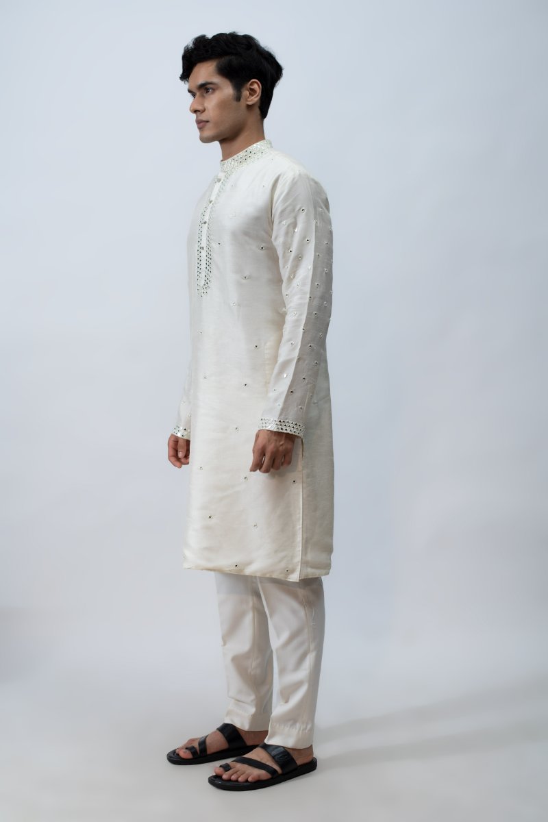 Ivory Mirrorwork Kurta Set