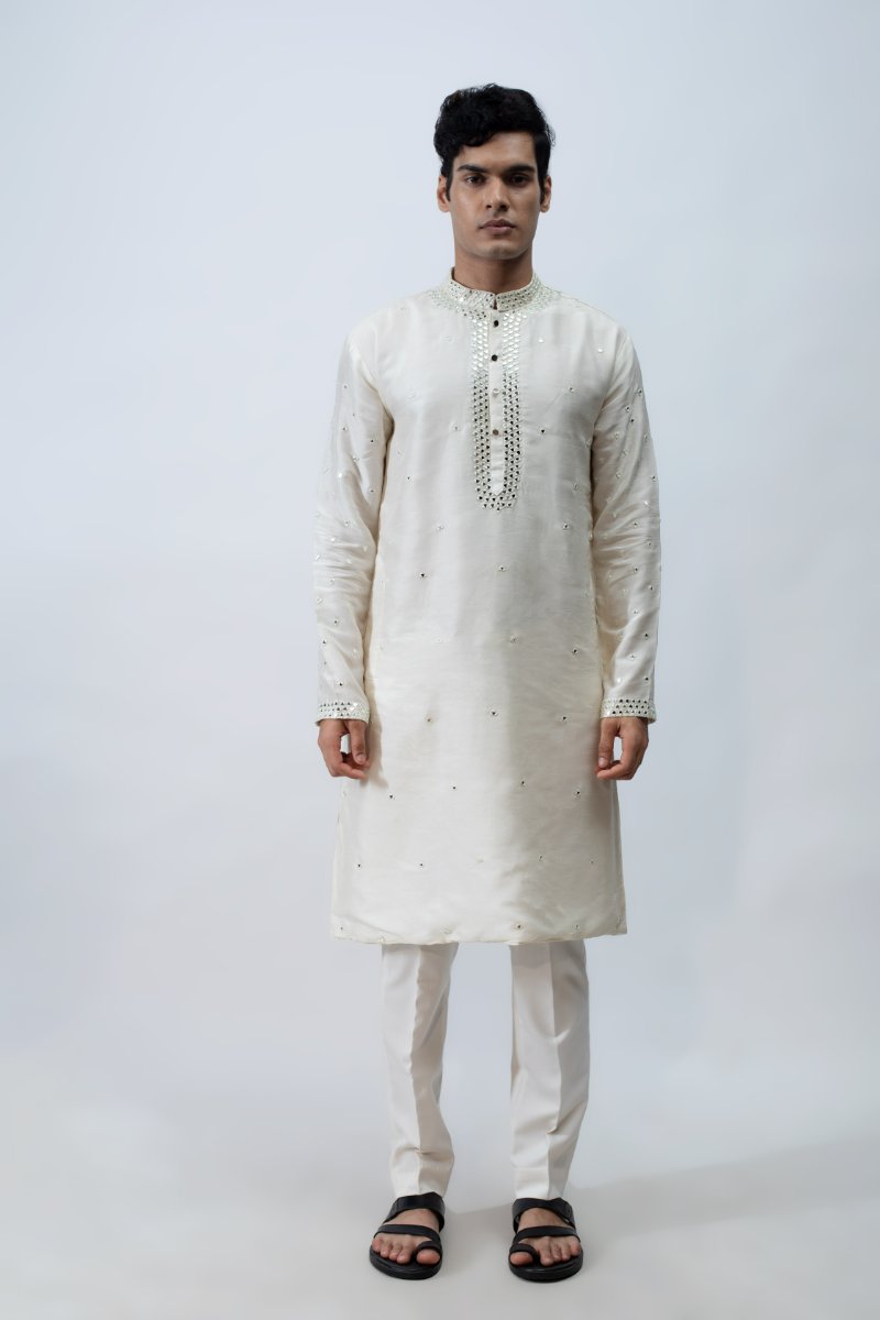 Ivory Mirrorwork Kurta Set