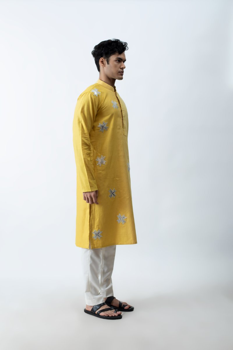 Yellow Ombre Applique Kurta Set