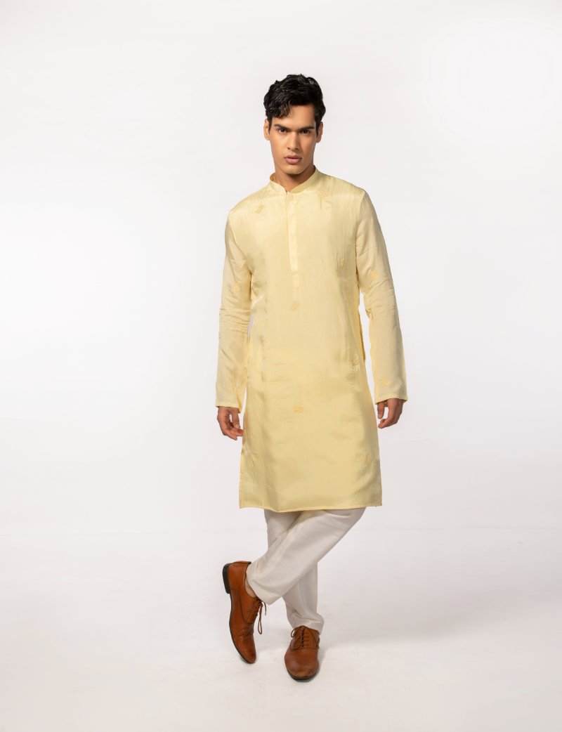 Yellow Beads Kurta Set