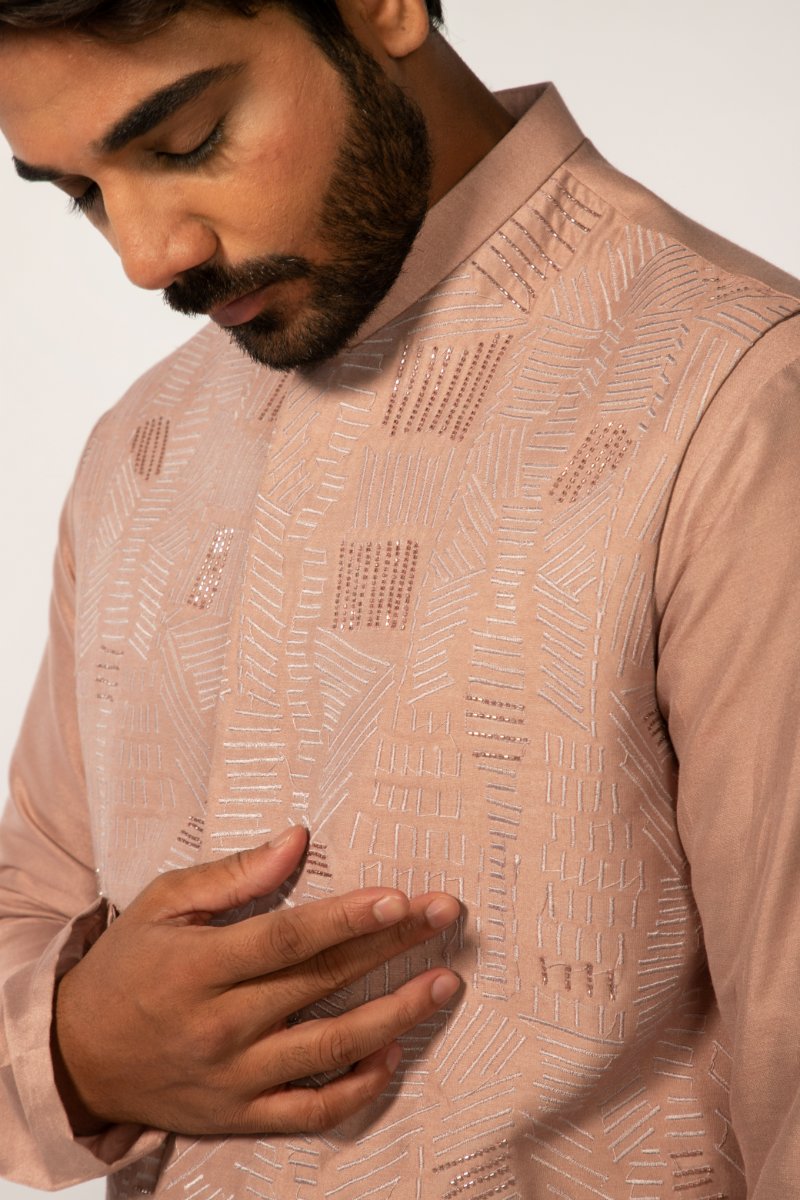 Onion Embroidery Bundi With Onion Embriodery Kurta Set
