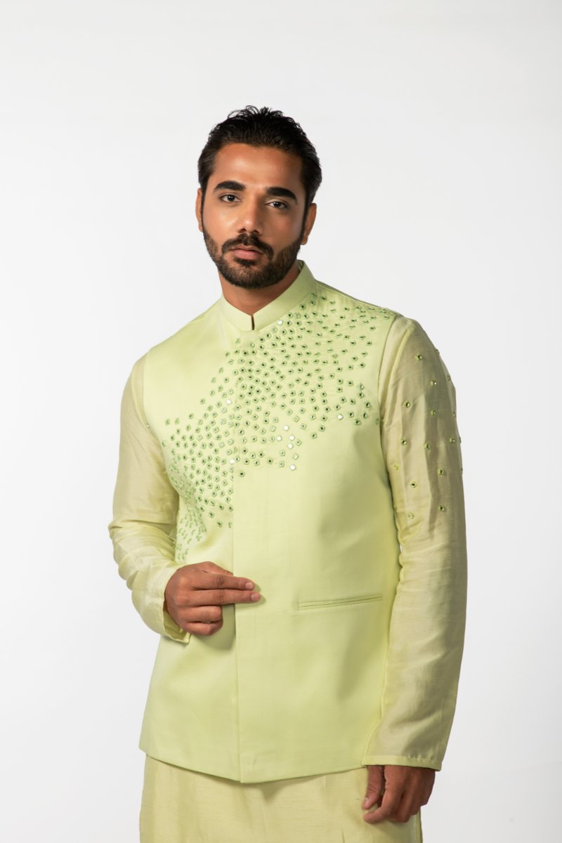 Mint Green Abstract Mirror Bundi