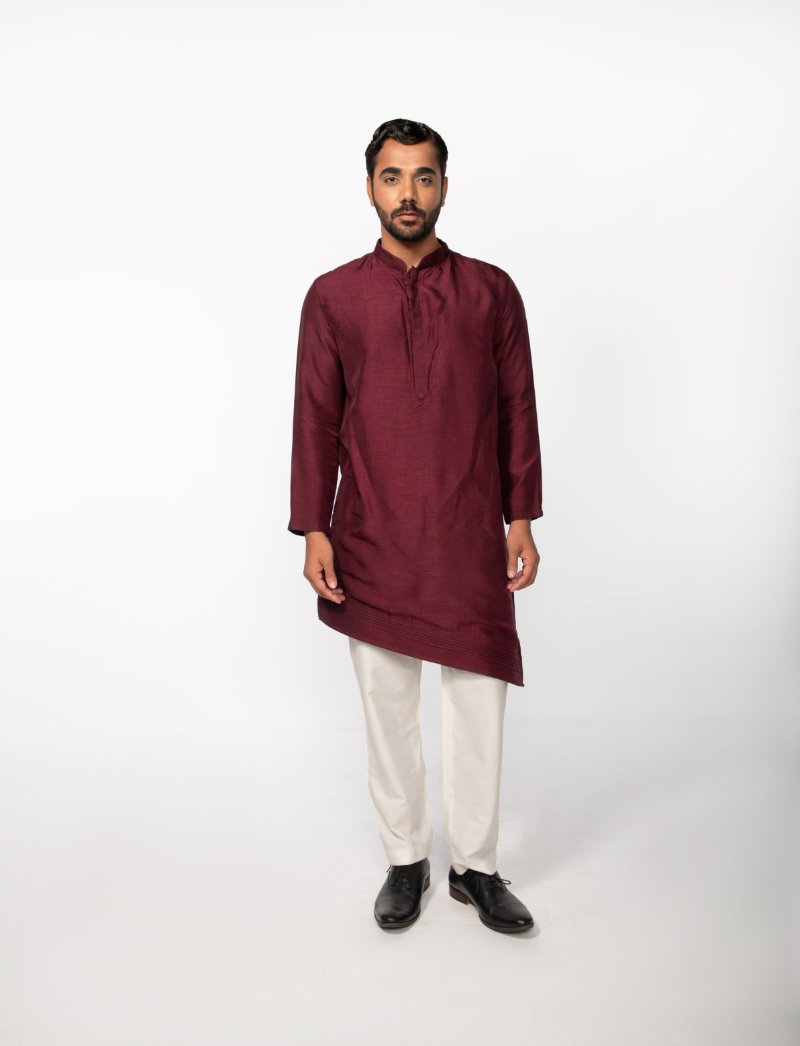 Wine Pintuck Kurta