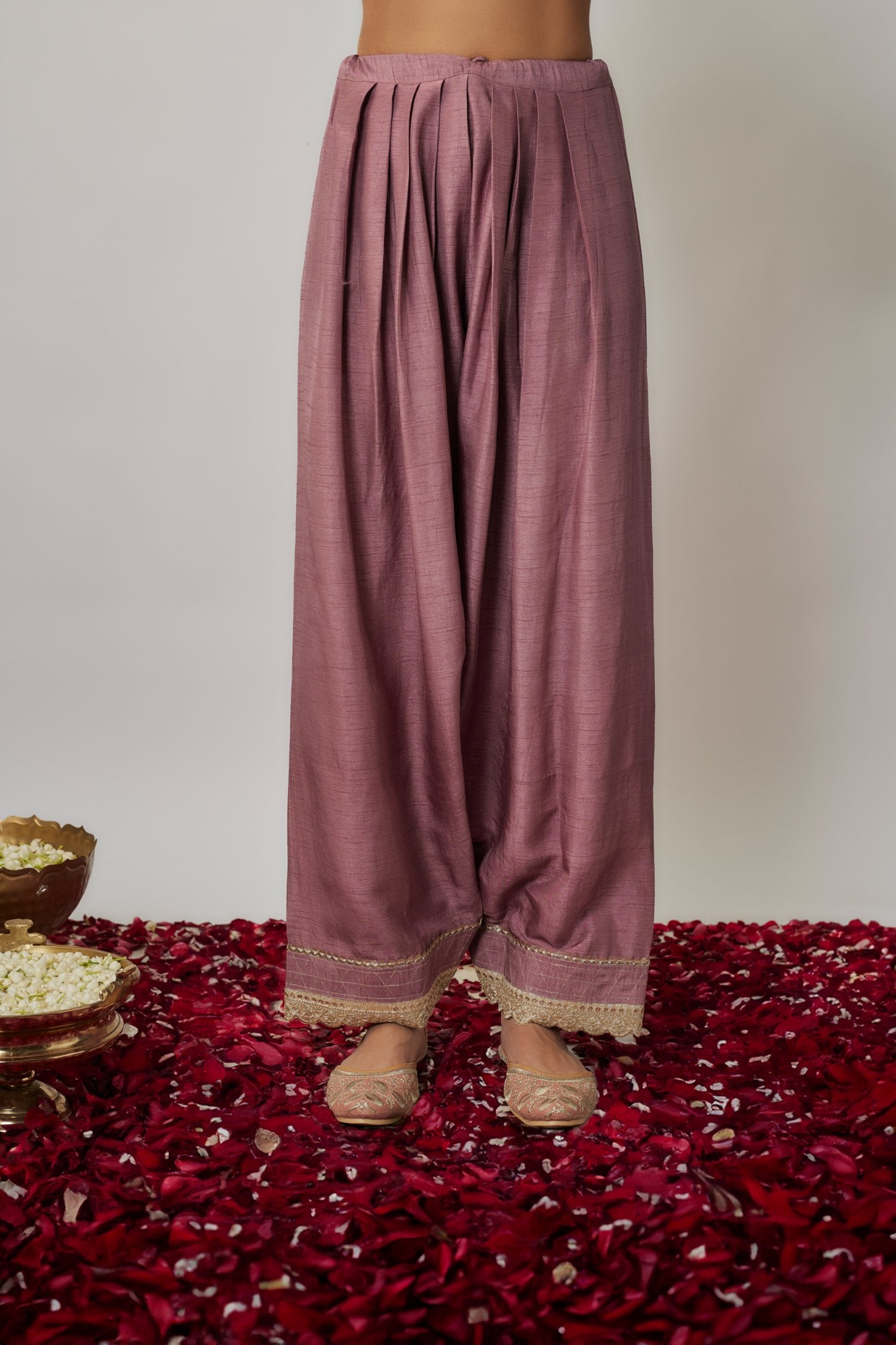 Mauve Georgette Banarasi Embroidered Kurta Salwar Set