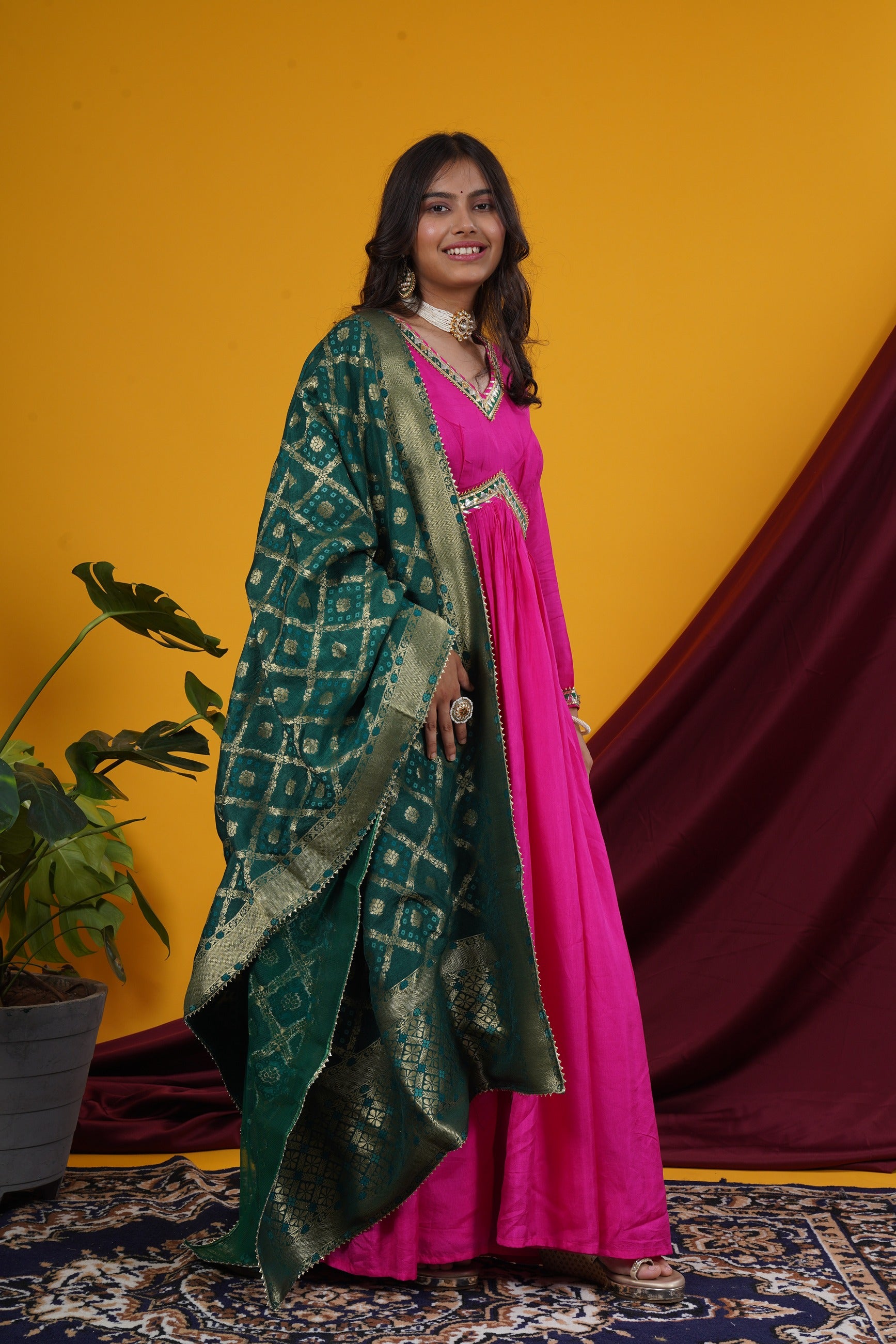 Gown With Banarasi Brocade Dupatta