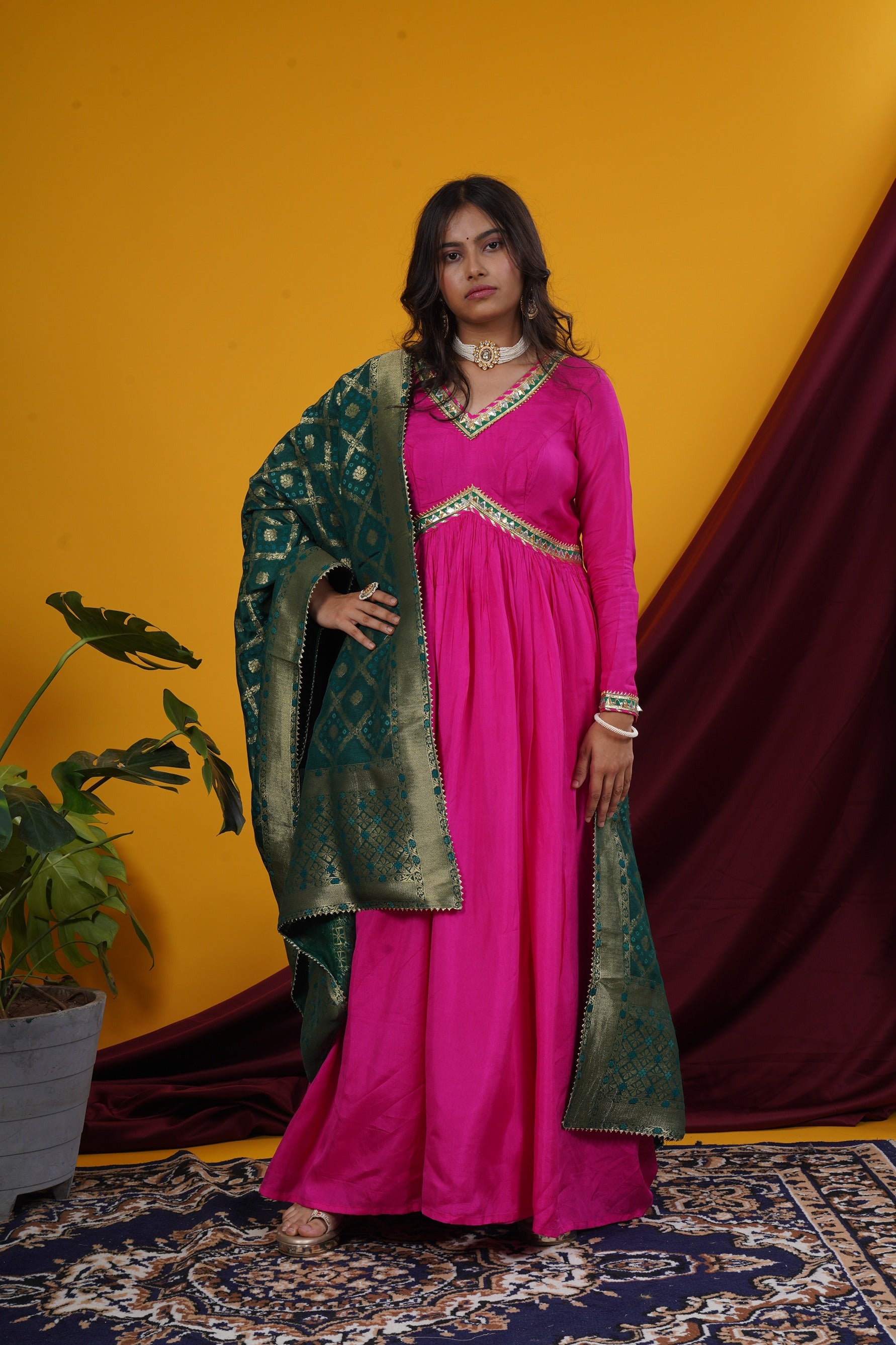 Gown With Banarasi Brocade Dupatta