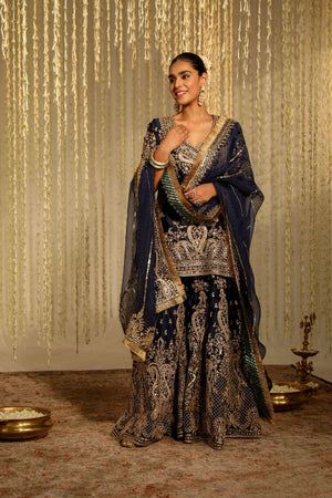 Blue Aafiya Kurta Set- front view