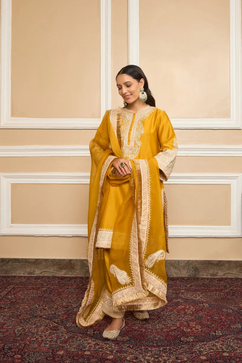 Sabaa-Straight Kurta With Salwar And Dupatta
