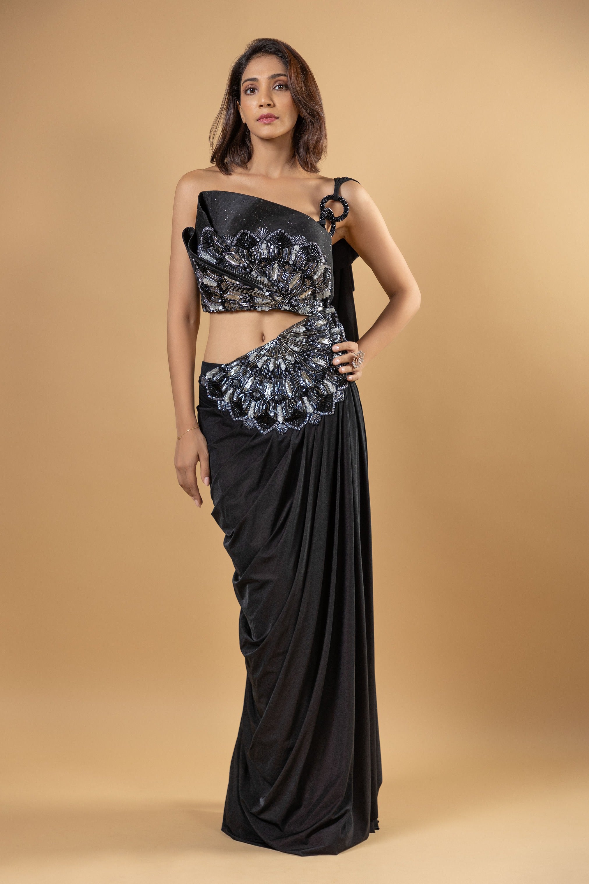 Kiara Black Drape Saree