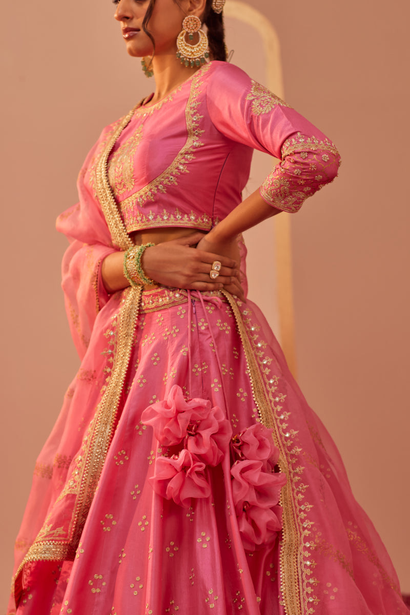 Naaina- Short Blouse With Lehenga And Dupatta