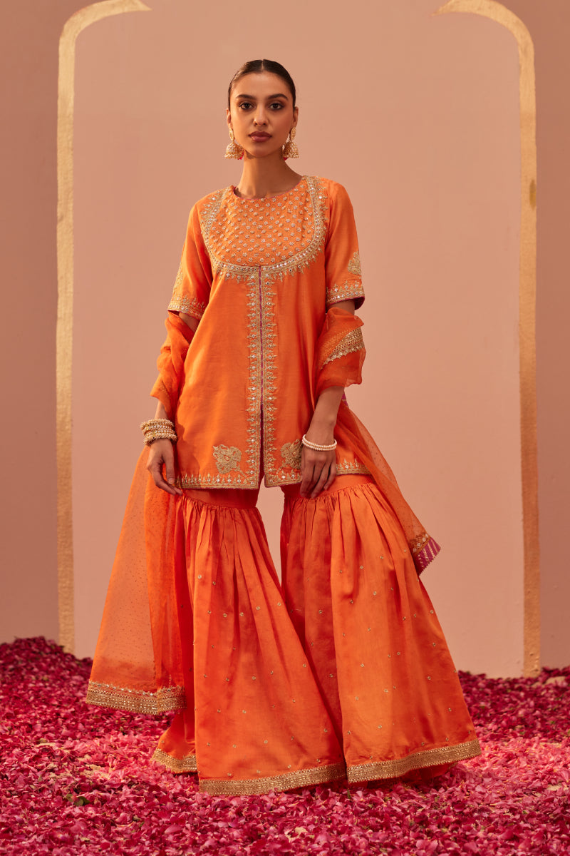 Suhair- Short Kurta With Garara And Dupatta