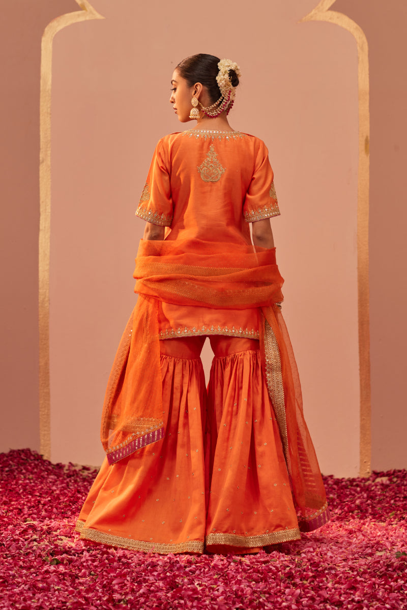 Suhair- Short Kurta With Garara And Dupatta