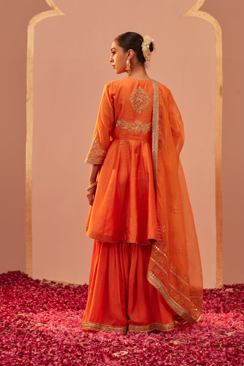 Fatima- Short Peplum Kurta With Garara And Dupatta
