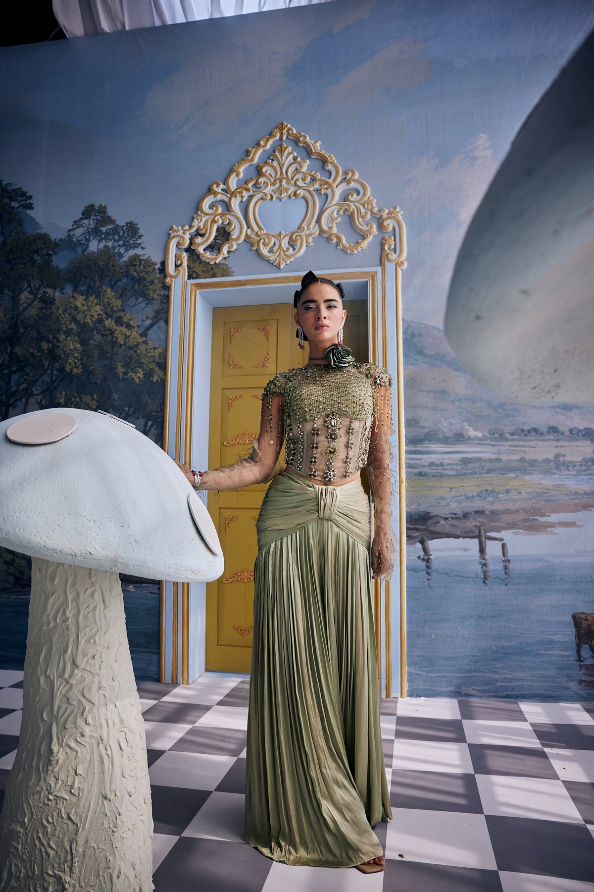 Moana-Crystal Corset & Pleated Skirt Set