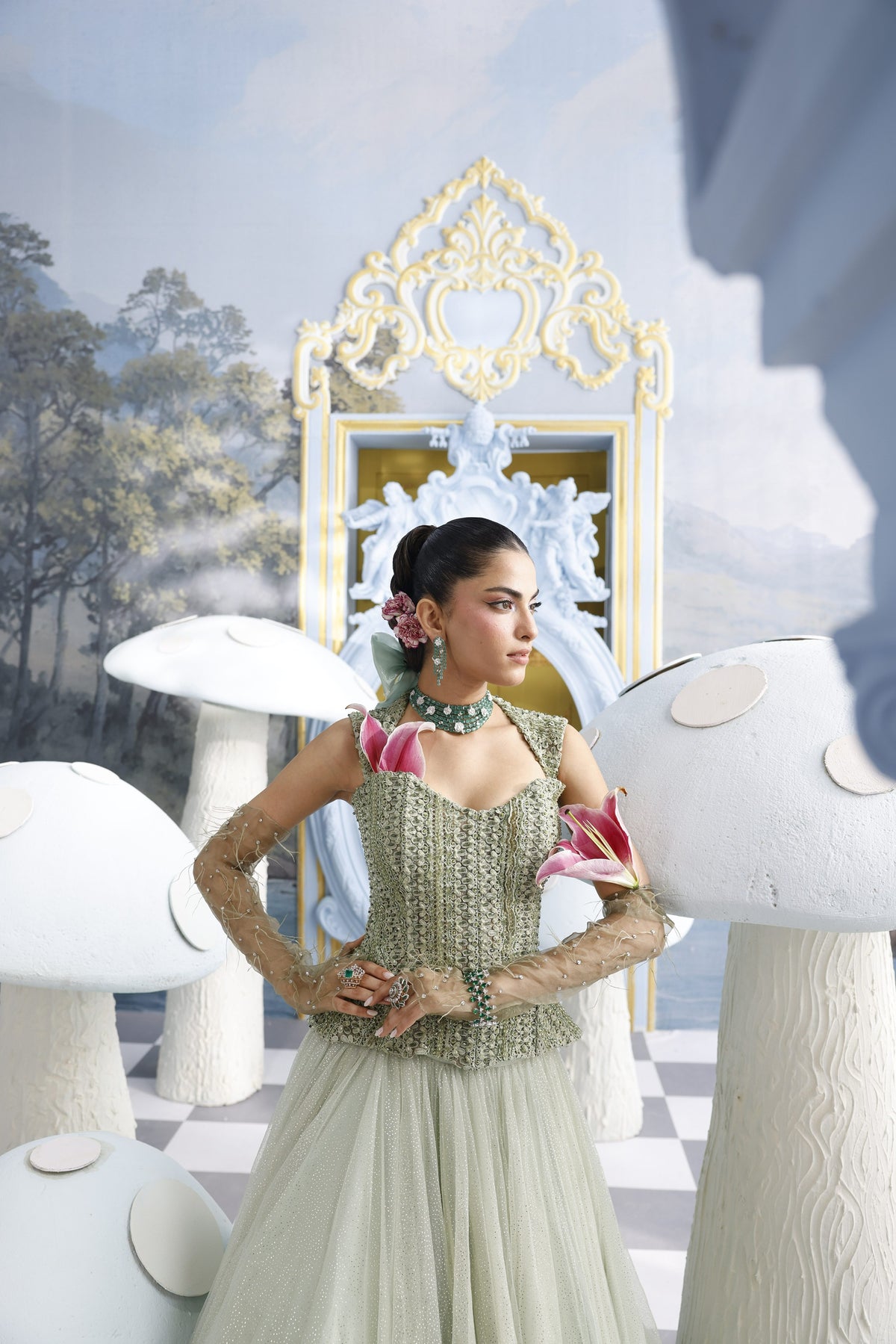 Bianca-Lace Crystal Corset & Flared Skirt Set