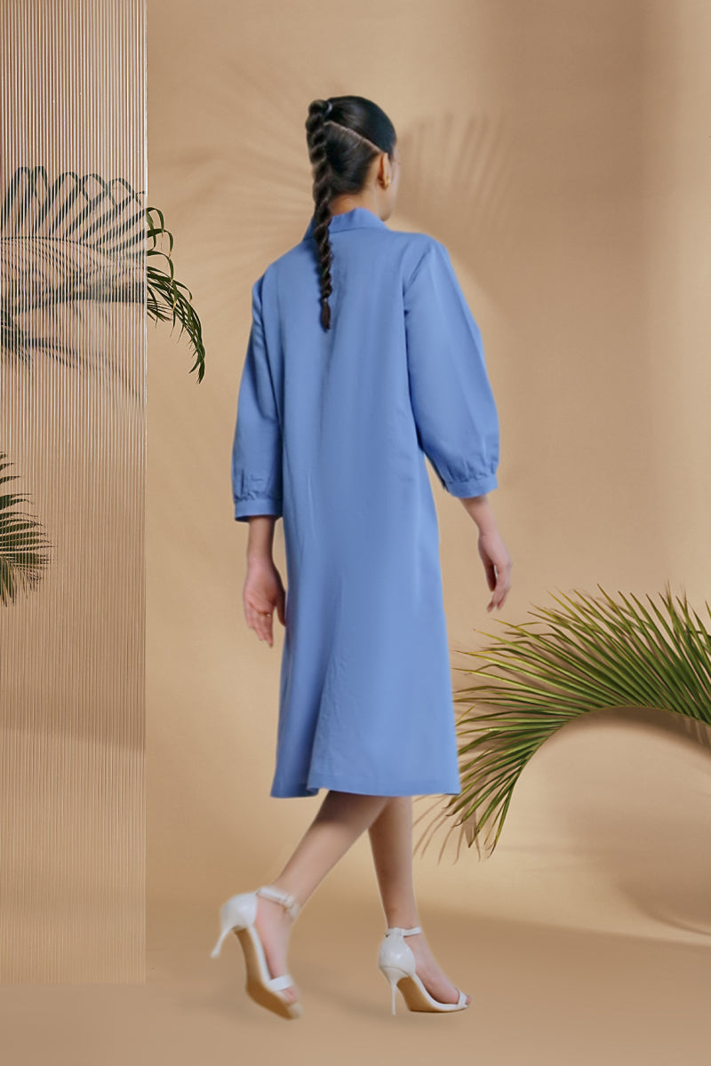 Origani Blue Petal Safari A-Line Dress